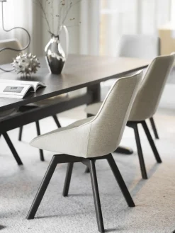 Sillas>Rowico Home Sillas giratorias tapizadas Alison, 2 uds. Tejido gris claro, negro