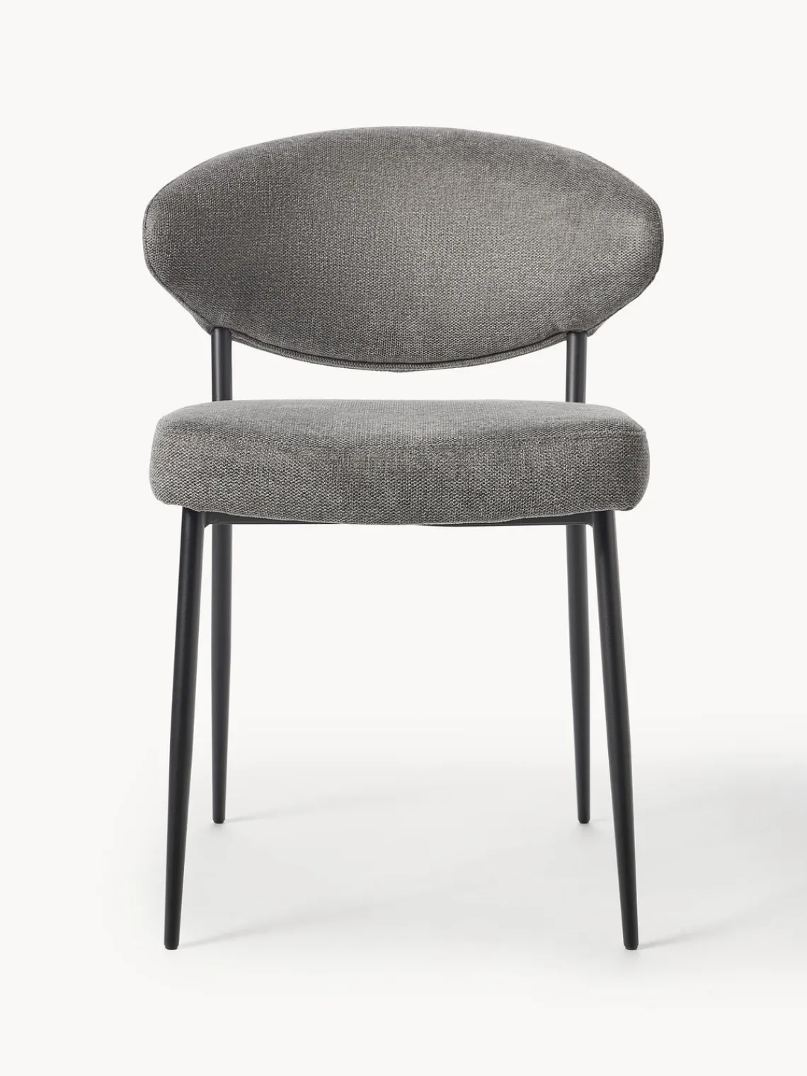 Sillas>Westwing Collection Sillas tapizadas Adele, 2 uds. Tejido gris, negro mate