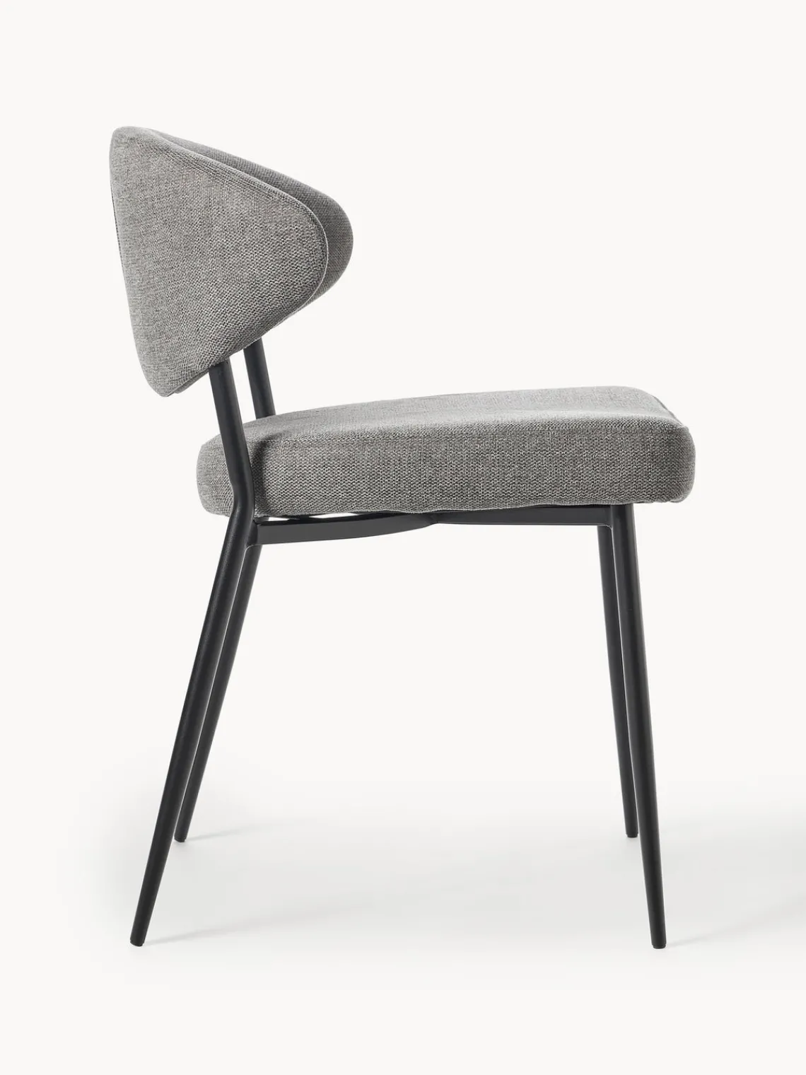 Sillas>Westwing Collection Sillas tapizadas Adele, 2 uds. Tejido gris, negro mate