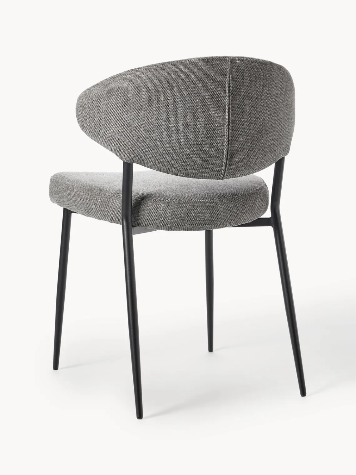 Sillas>Westwing Collection Sillas tapizadas Adele, 2 uds. Tejido gris, negro mate