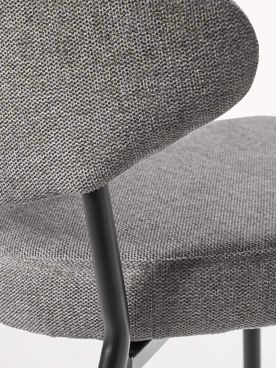 Sillas>Westwing Collection Sillas tapizadas Adele, 2 uds. Tejido gris, negro mate