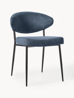 Sillas>Westwing Collection Sillas tapizadas Adele, 2 uds. Tejido gris azulado, negro mate