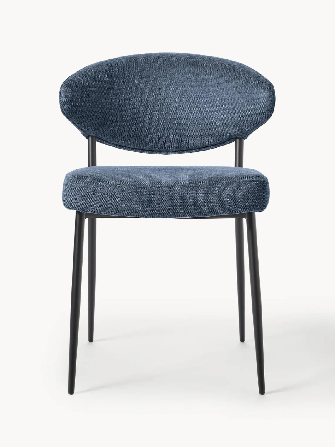 Sillas>Westwing Collection Sillas tapizadas Adele, 2 uds. Tejido gris azulado, negro mate