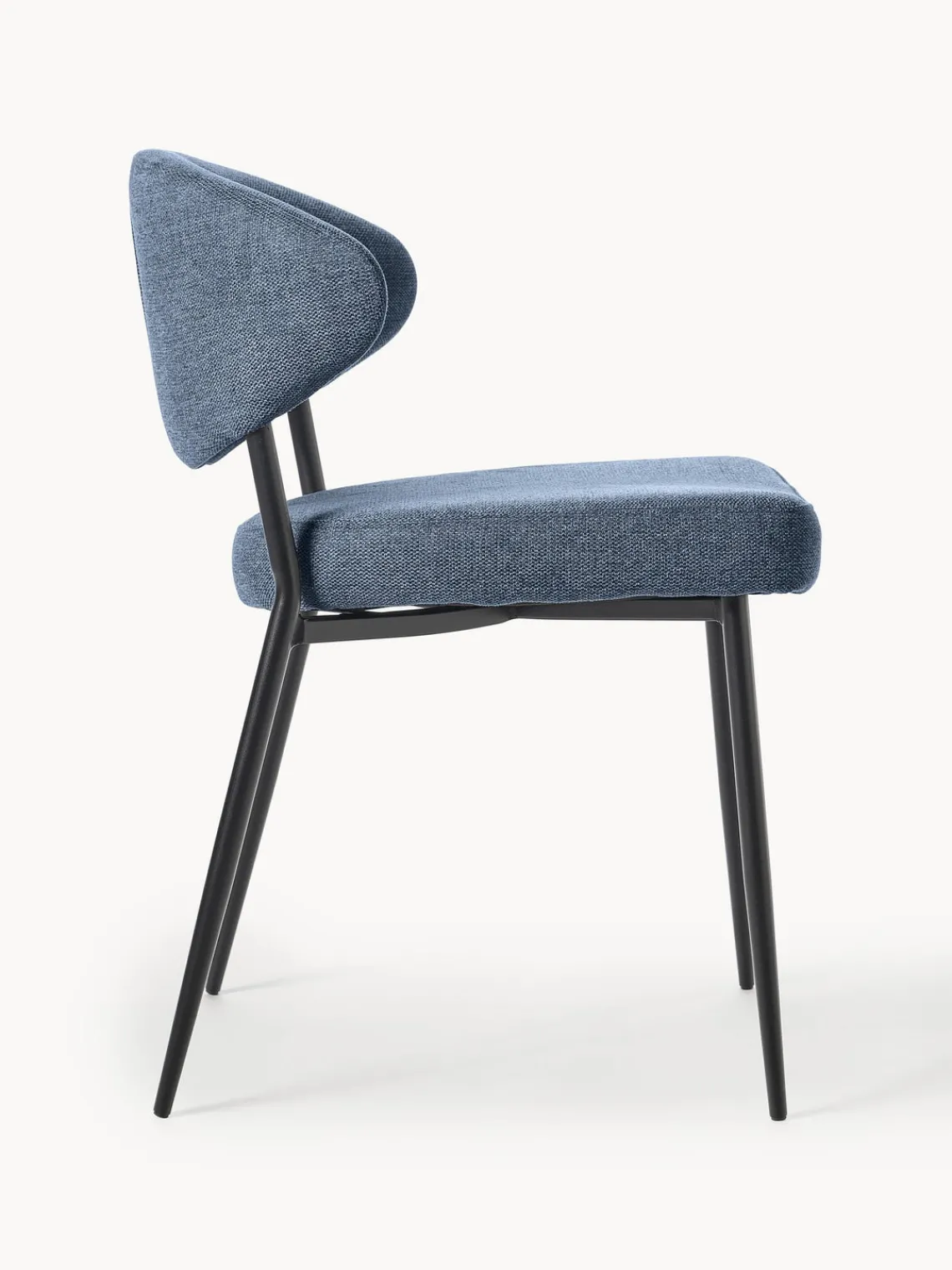 Sillas>Westwing Collection Sillas tapizadas Adele, 2 uds. Tejido gris azulado, negro mate