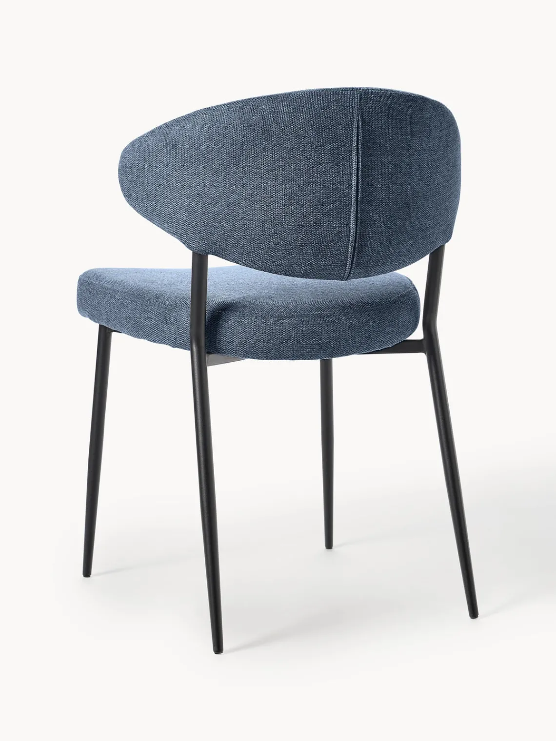 Sillas>Westwing Collection Sillas tapizadas Adele, 2 uds. Tejido gris azulado, negro mate