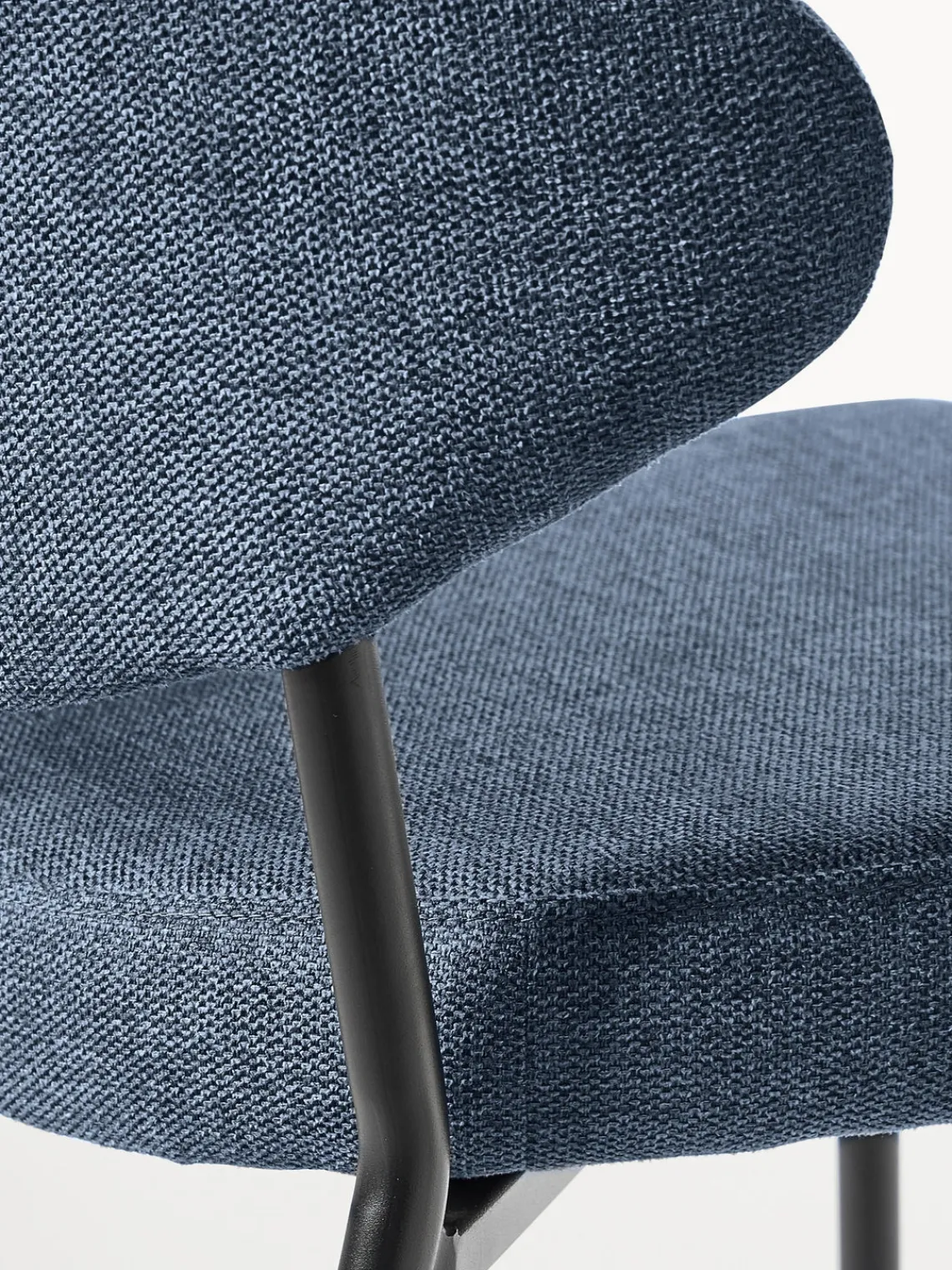 Sillas>Westwing Collection Sillas tapizadas Adele, 2 uds. Tejido gris azulado, negro mate