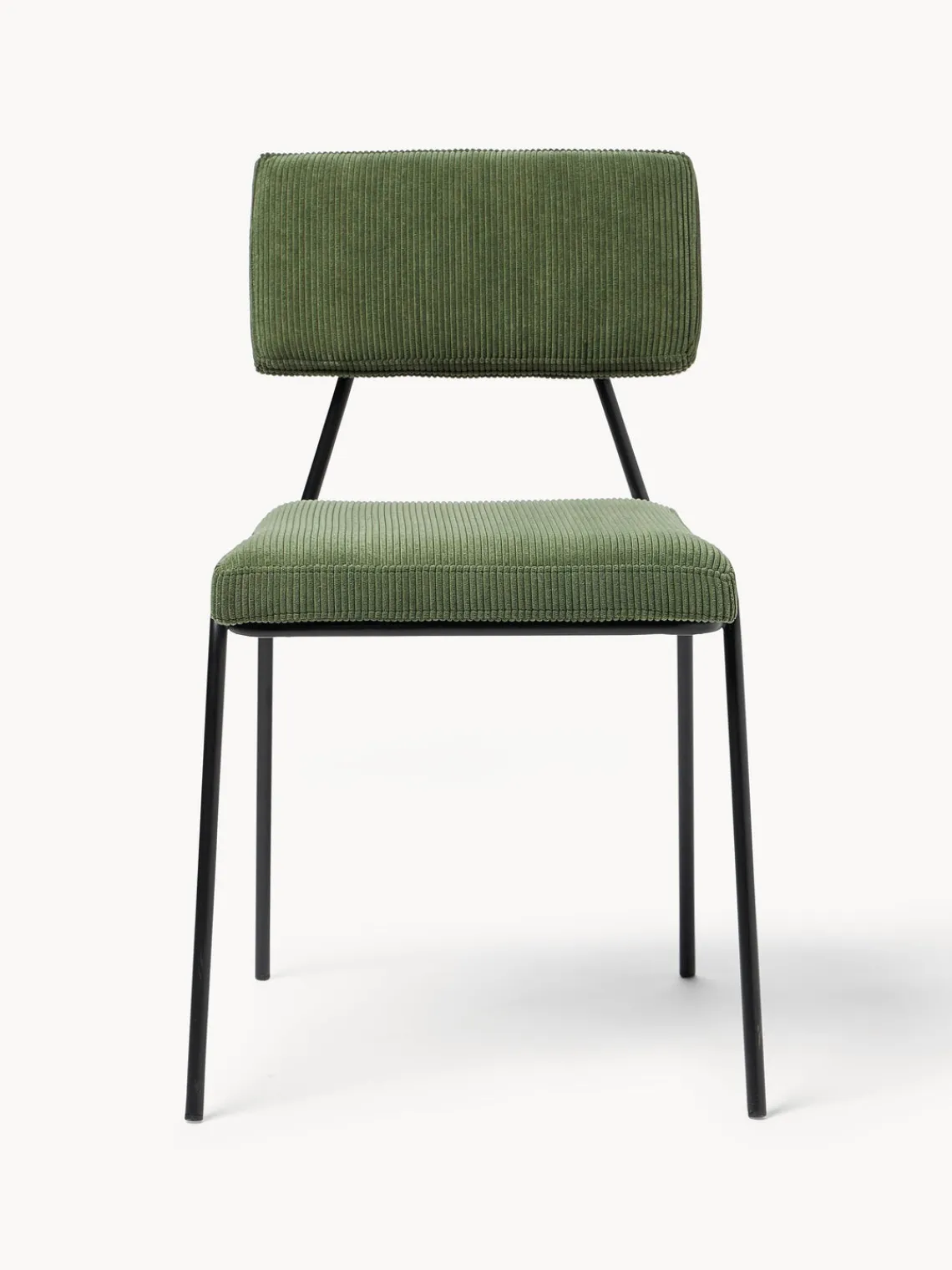 Sillas>Westwing Collection Sillas tapizadas de pana Mats, 2 uds. Pana verde oscuro, negro