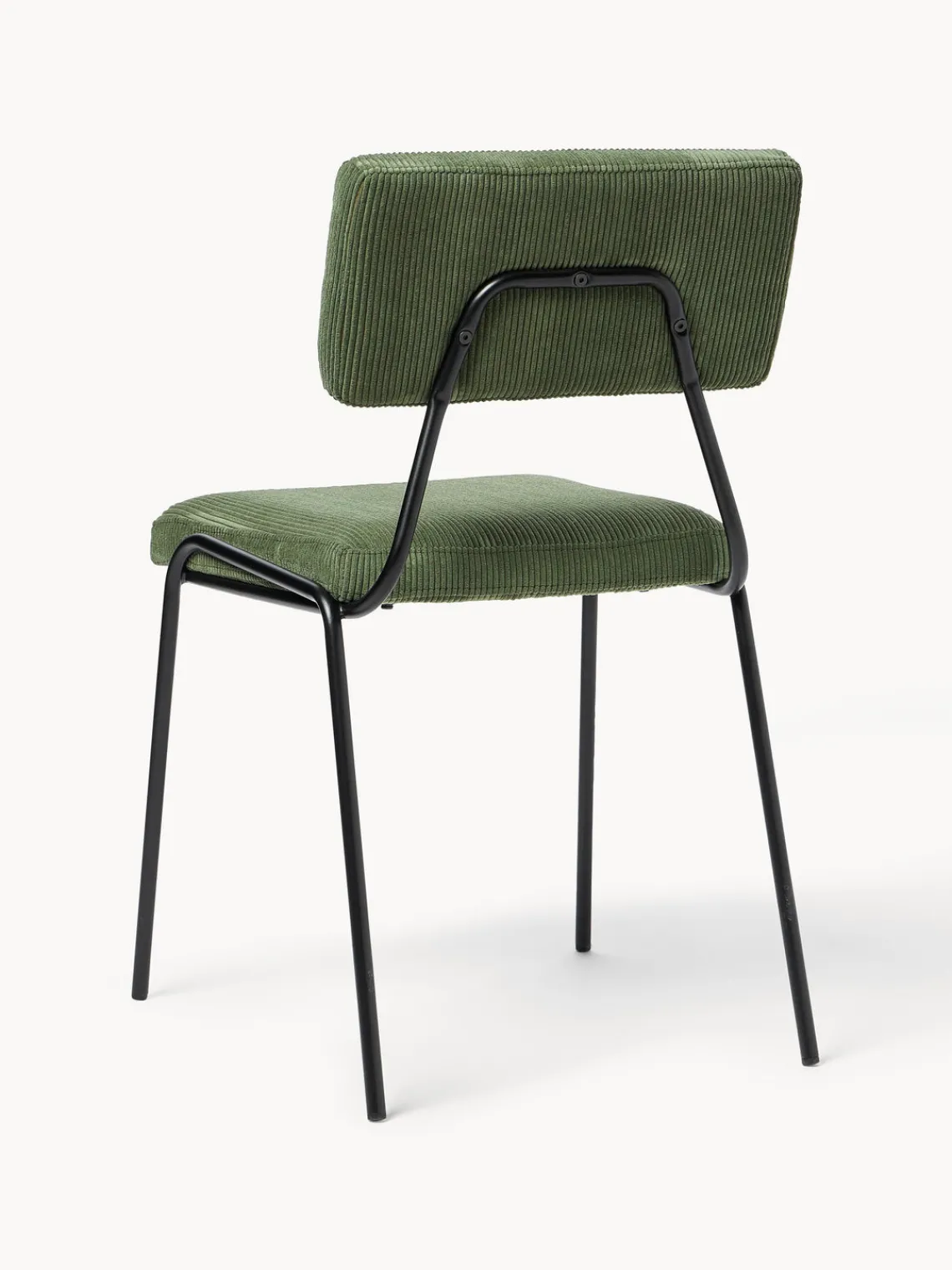 Sillas>Westwing Collection Sillas tapizadas de pana Mats, 2 uds. Pana verde oscuro, negro