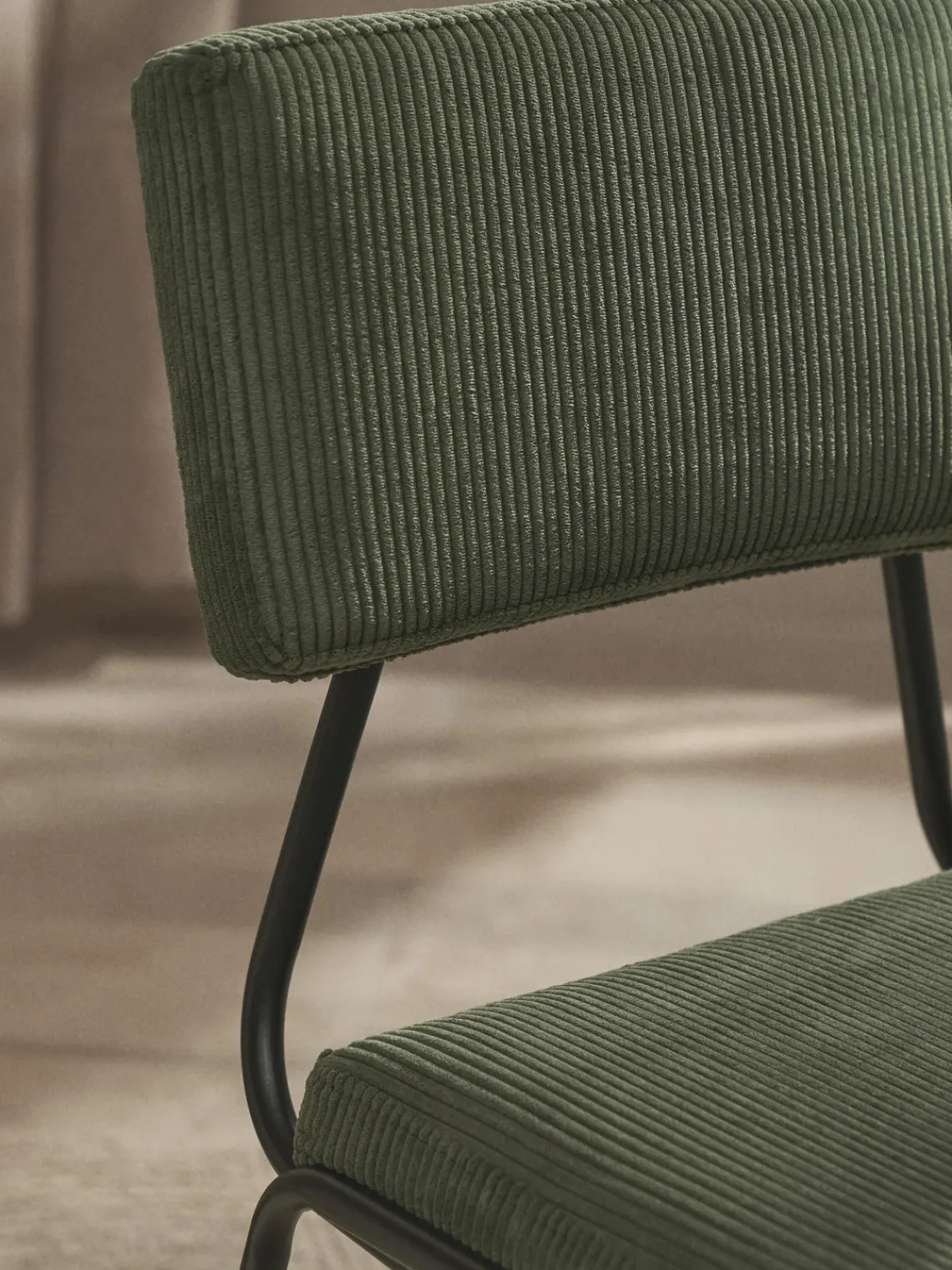 Sillas>Westwing Collection Sillas tapizadas de pana Mats, 2 uds. Pana verde oscuro, negro