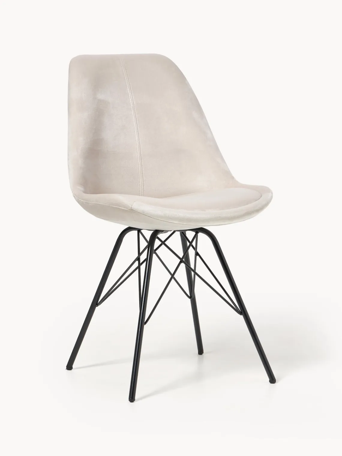 Sillas> Sillas tapizadas de terciopelo Eris, 2 uds. Terciopelo beige, negro mate