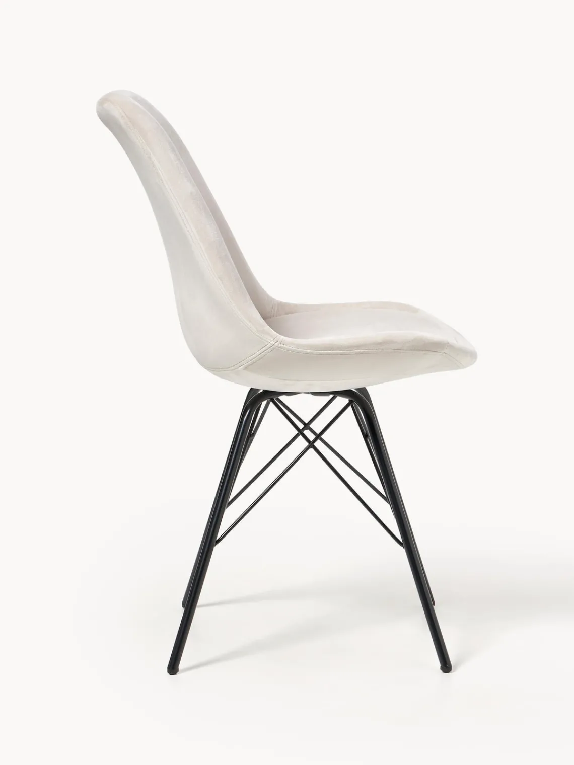 Sillas> Sillas tapizadas de terciopelo Eris, 2 uds. Terciopelo beige, negro mate