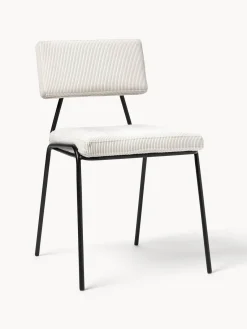 Sillas>Westwing Collection Sillas tapizadas en pana Mats, 2 uds. Pana blanca, negro