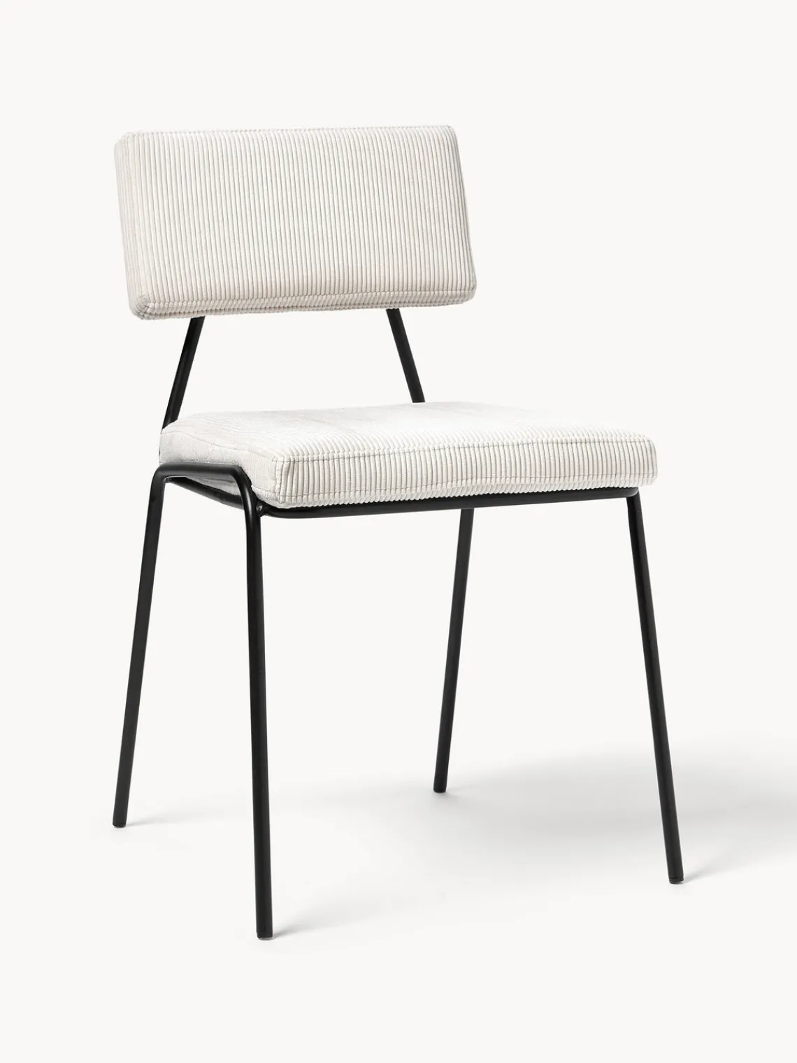 Sillas>Westwing Collection Sillas tapizadas en pana Mats, 2 uds. Pana blanca, negro