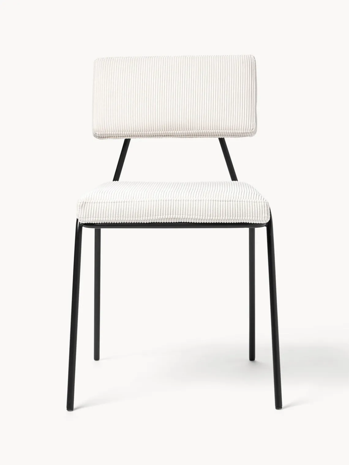 Sillas>Westwing Collection Sillas tapizadas en pana Mats, 2 uds. Pana blanca, negro