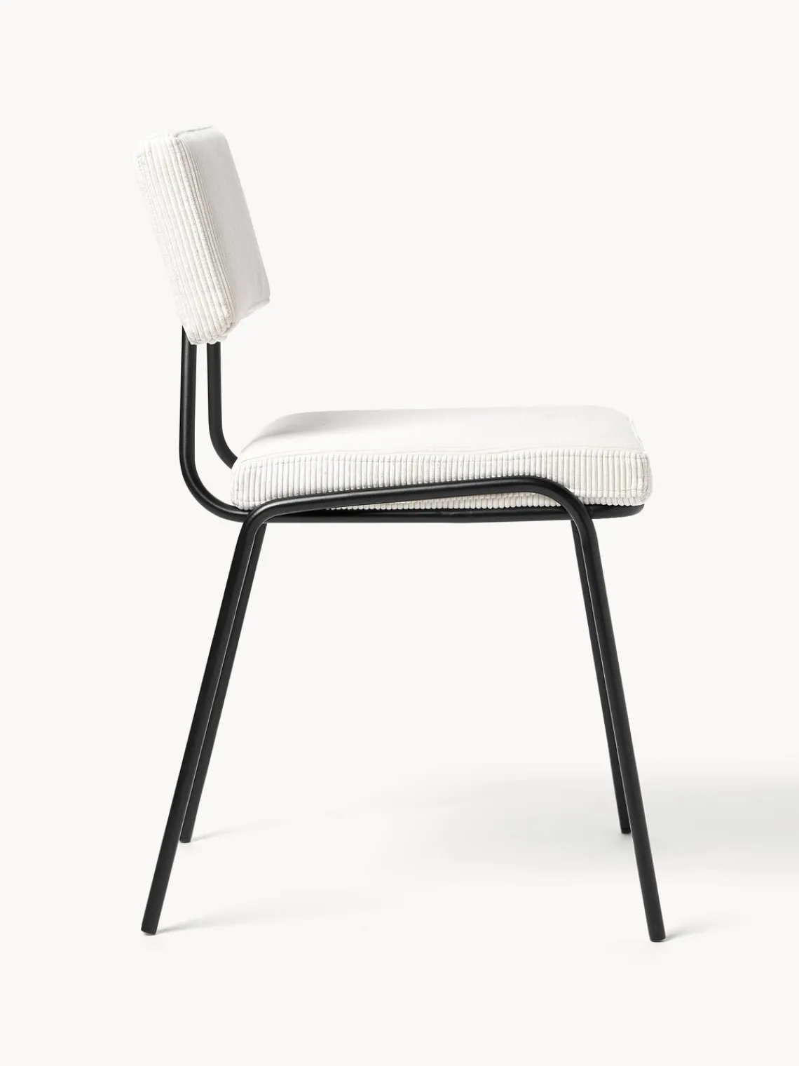 Sillas>Westwing Collection Sillas tapizadas en pana Mats, 2 uds. Pana blanca, negro