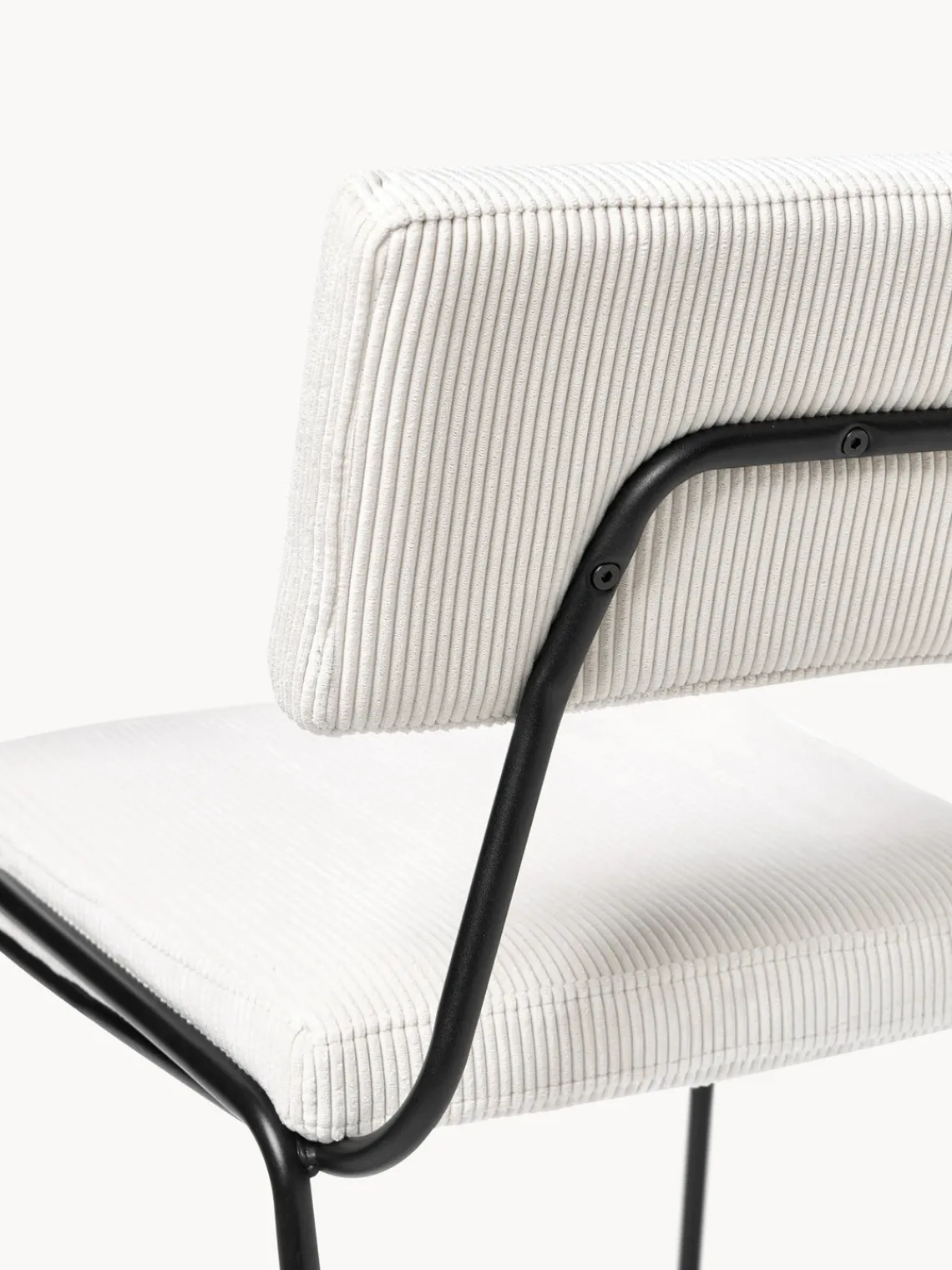 Sillas>Westwing Collection Sillas tapizadas en pana Mats, 2 uds. Pana blanca, negro