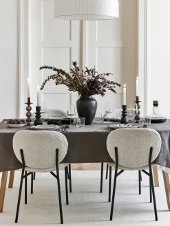 Sillas>Westwing Collection Sillas tapizadas en tejido bouclé Ulrica, 2 uds. Bouclé Off White, negro