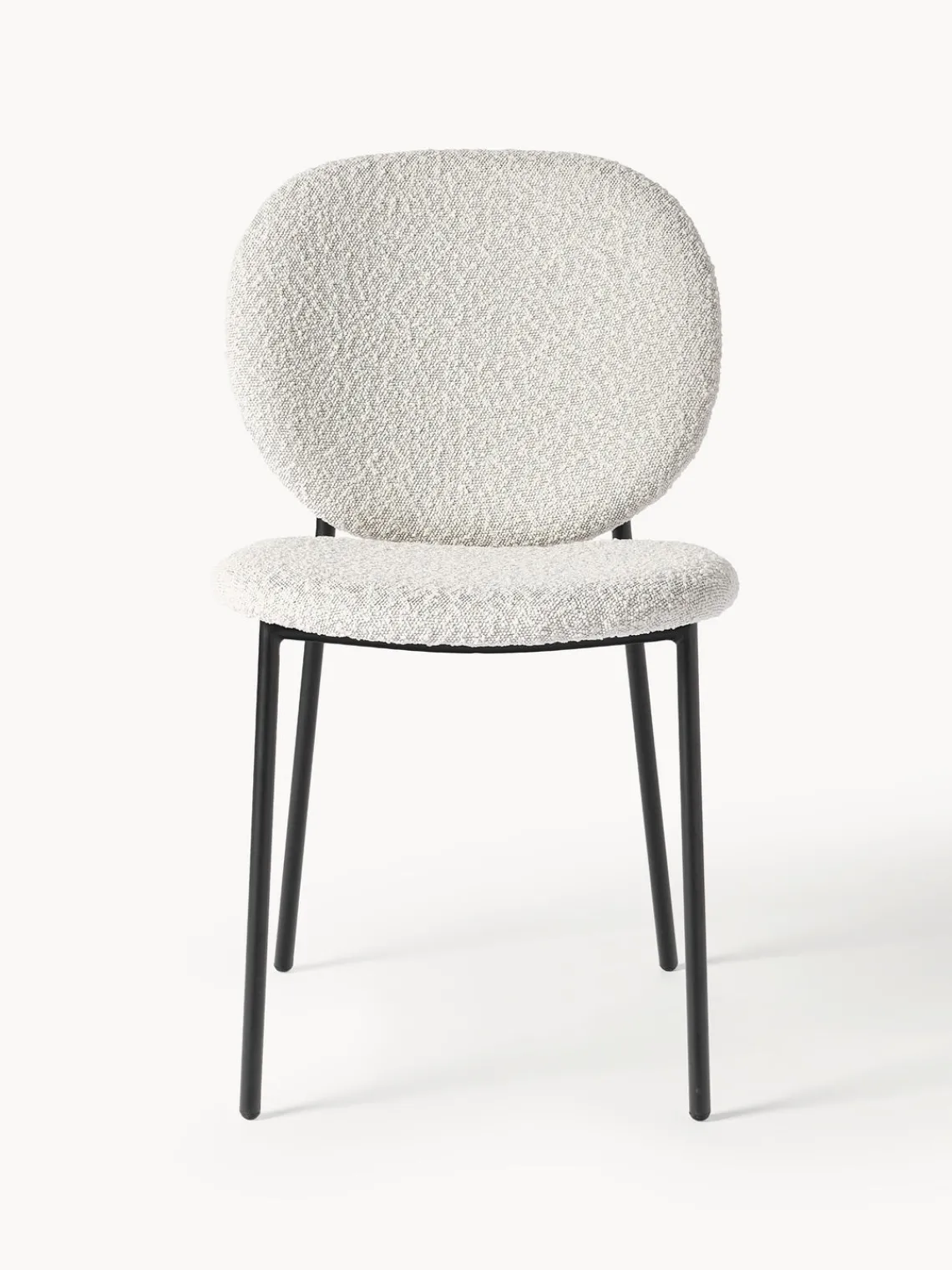 Sillas>Westwing Collection Sillas tapizadas en tejido bouclé Ulrica, 2 uds. Bouclé Off White, negro