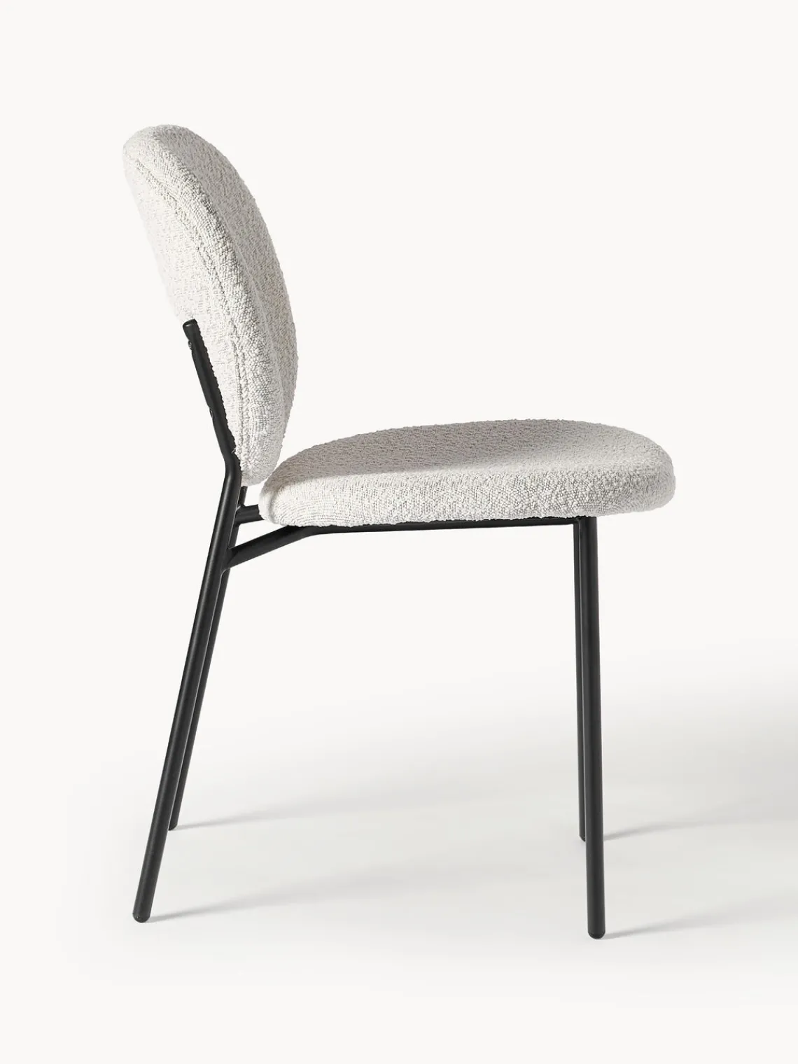 Sillas>Westwing Collection Sillas tapizadas en tejido bouclé Ulrica, 2 uds. Bouclé Off White, negro