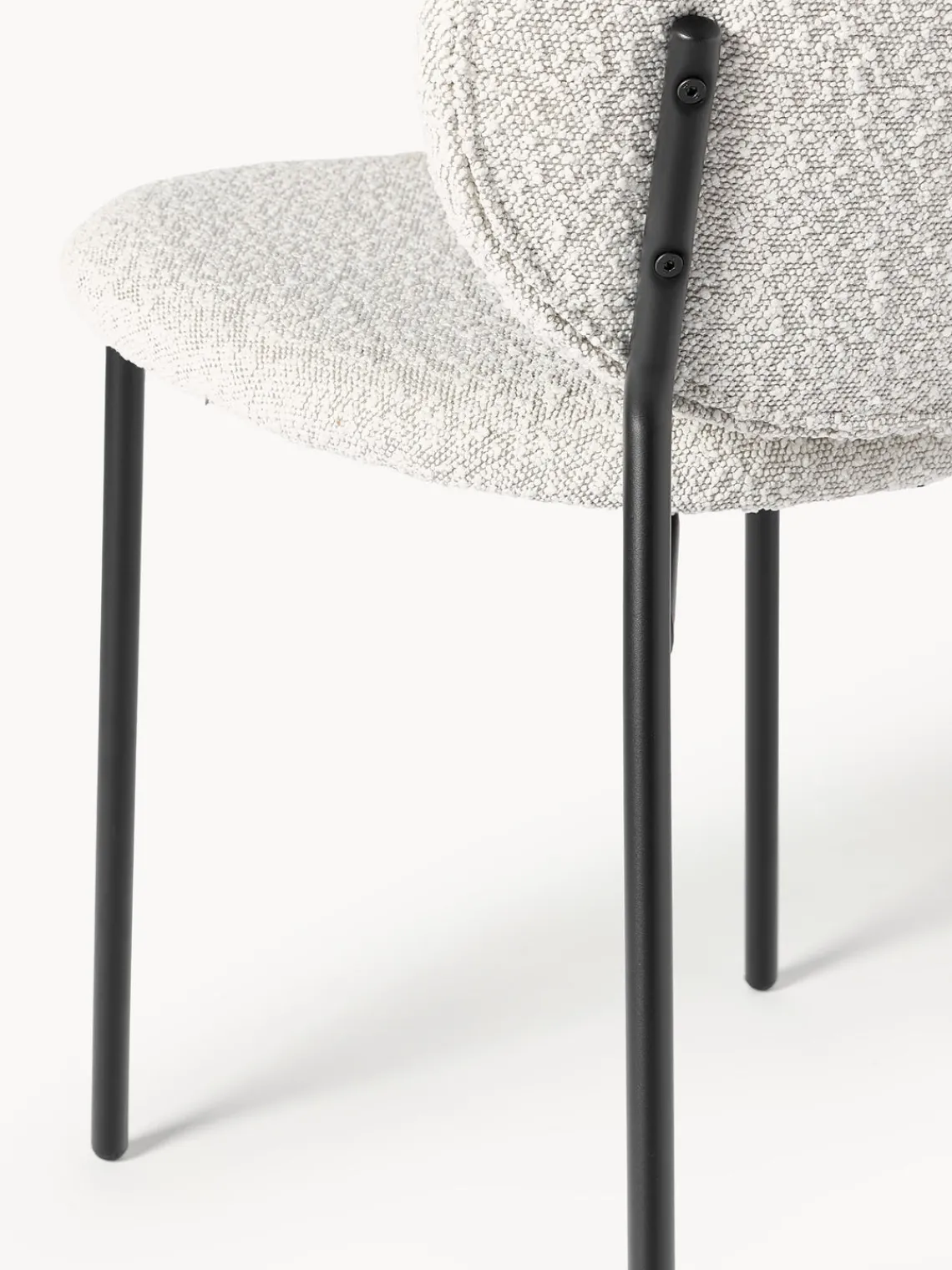 Sillas>Westwing Collection Sillas tapizadas en tejido bouclé Ulrica, 2 uds. Bouclé Off White, negro