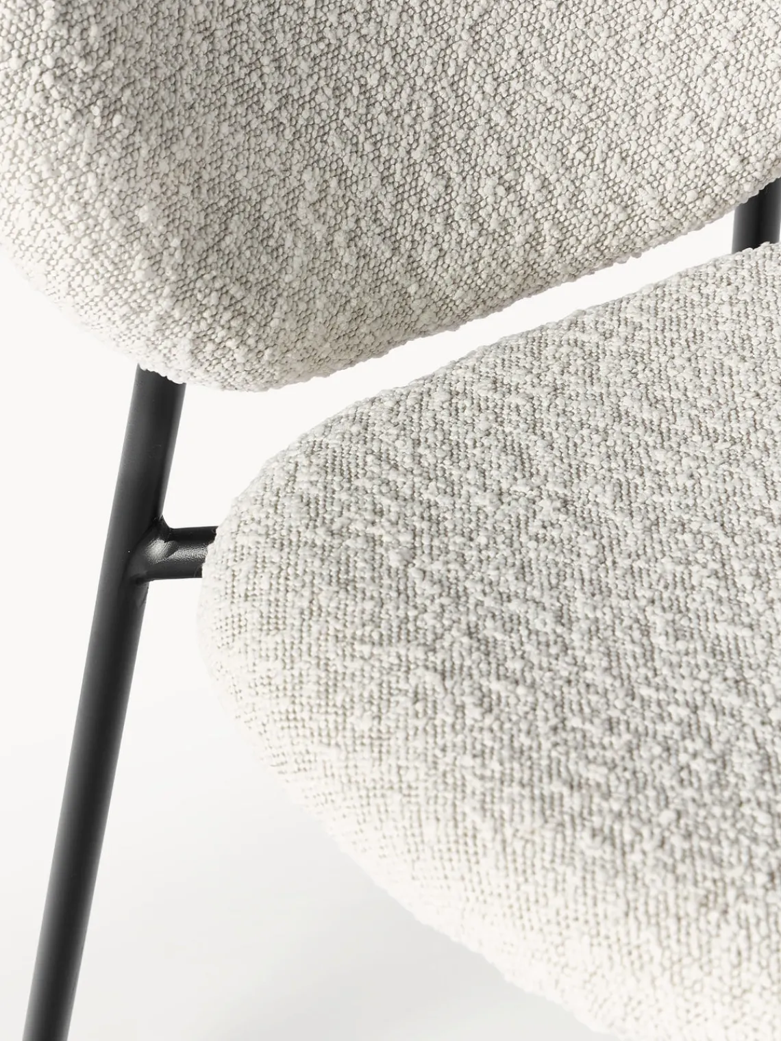 Sillas>Westwing Collection Sillas tapizadas en tejido bouclé Ulrica, 2 uds. Bouclé Off White, negro