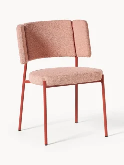 Sillas>Westwing Collection Sillas tapizadas en tejido bouclé Samantha, 2 uds. Bouclé rosa palo, rojo