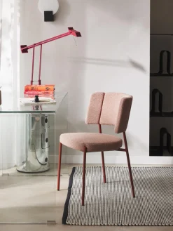 Sillas>Westwing Collection Sillas tapizadas en tejido bouclé Samantha, 2 uds. Bouclé rosa palo, rojo