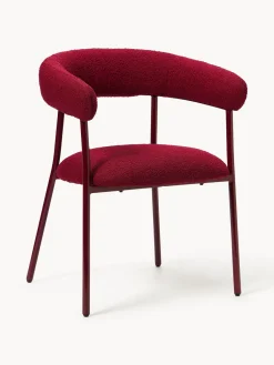 Sillas>Westwing Collection Sillas tapizadas en tejido bouclé Thiago, 2 uds. Bouclé rojo vino, rojo vino mate