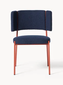 Sillas></noscript>Westwing Collection Sillas tapizadas en tejido bouclé Samantha, 2 uds. Bouclé azul oscuro, rojo