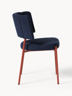 Sillas></noscript>Westwing Collection Sillas tapizadas en tejido bouclé Samantha, 2 uds. Bouclé azul oscuro, rojo