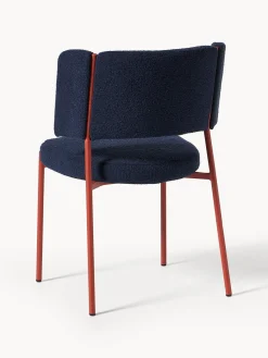 Sillas></noscript>Westwing Collection Sillas tapizadas en tejido bouclé Samantha, 2 uds. Bouclé azul oscuro, rojo