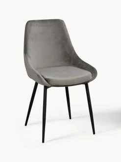 Sillas>Rowico Home Sillas tapizadas en terciopelo Sierra, 2 uds. Terciopelo gris