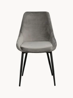 Sillas></noscript>Rowico Home Sillas tapizadas en terciopelo Sierra, 2 uds. Terciopelo gris
