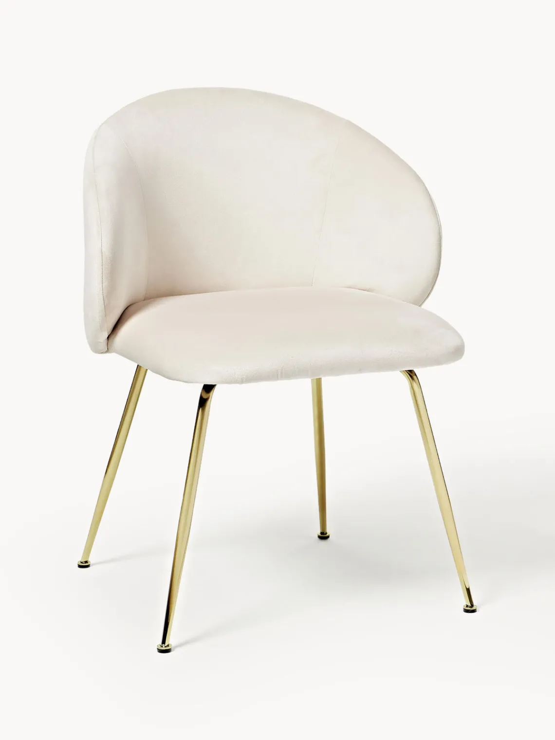 Sillas>Westwing Collection Sillas tapizadas en terciopelo Luisa, 2 uds. Terciopelo blanco crema, dorado brillante