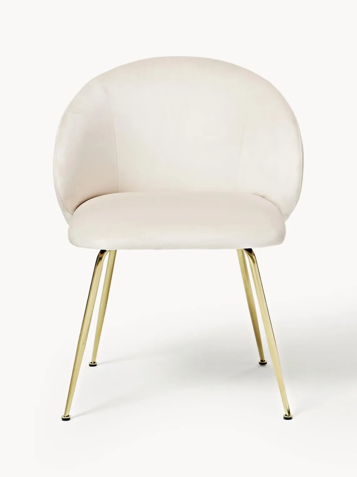 Sillas>Westwing Collection Sillas tapizadas en terciopelo Luisa, 2 uds. Terciopelo blanco crema, dorado brillante