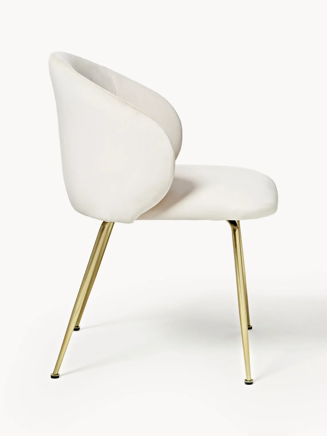 Sillas>Westwing Collection Sillas tapizadas en terciopelo Luisa, 2 uds. Terciopelo blanco crema, dorado brillante