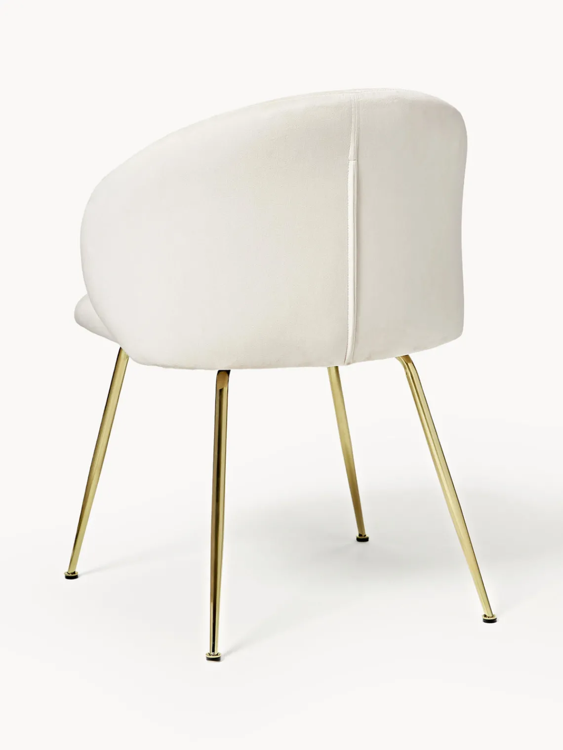 Sillas>Westwing Collection Sillas tapizadas en terciopelo Luisa, 2 uds. Terciopelo blanco crema, dorado brillante