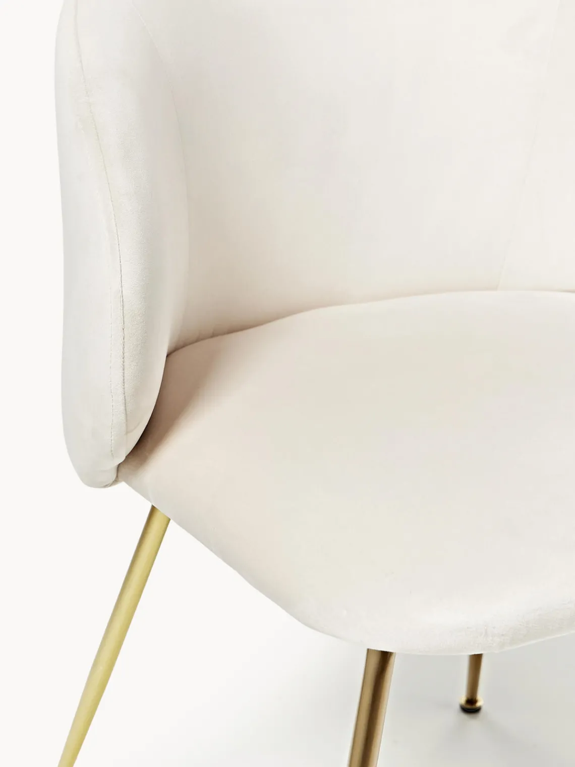 Sillas>Westwing Collection Sillas tapizadas en terciopelo Luisa, 2 uds. Terciopelo blanco crema, dorado brillante