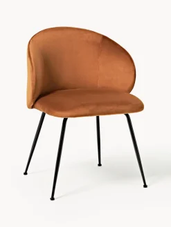 Sillas>Westwing Collection Sillas tapizadas en terciopelo Luisa, 2 uds. Terciopelo marrón claro, negro mate