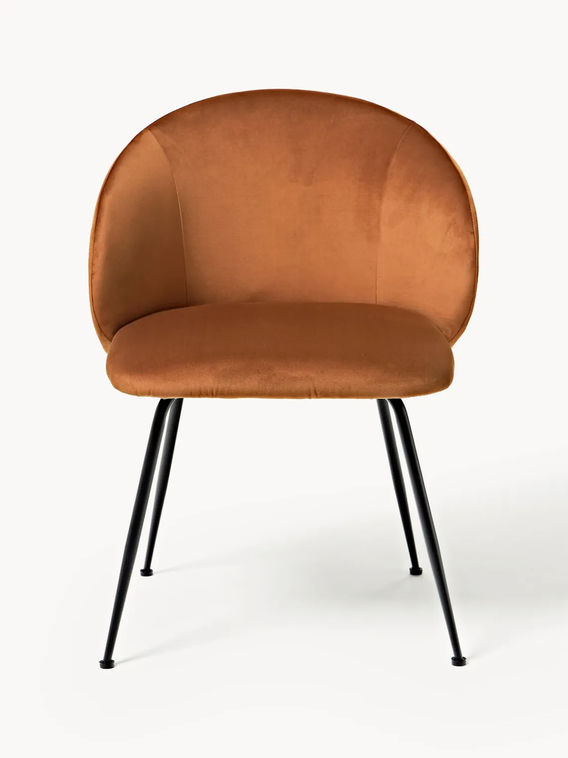 Sillas>Westwing Collection Sillas tapizadas en terciopelo Luisa, 2 uds. Terciopelo marrón claro, negro mate