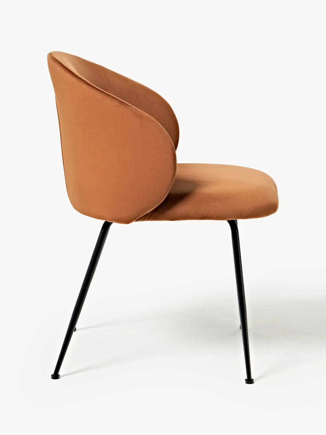 Sillas>Westwing Collection Sillas tapizadas en terciopelo Luisa, 2 uds. Terciopelo marrón claro, negro mate