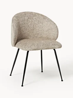 Sillas>Westwing Collection Sillas tapizadas Luisa, 2 uds. Tejido taupe/beige, negro mate