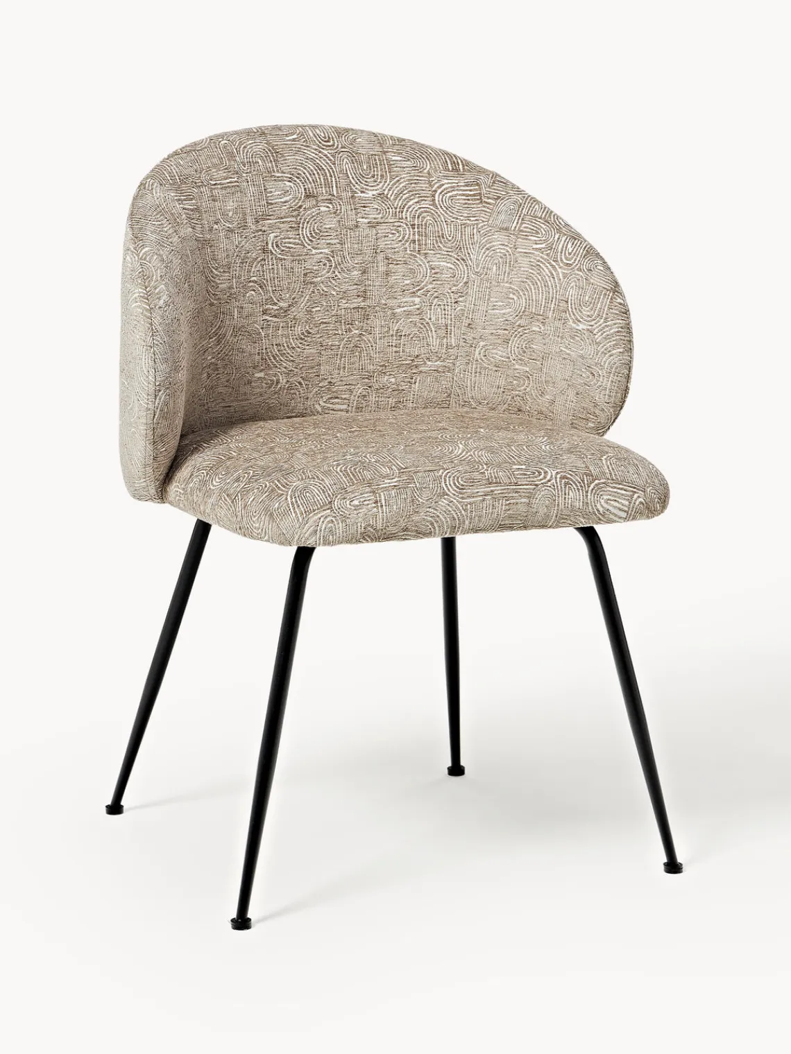 Sillas>Westwing Collection Sillas tapizadas Luisa, 2 uds. Tejido taupe/beige, negro mate