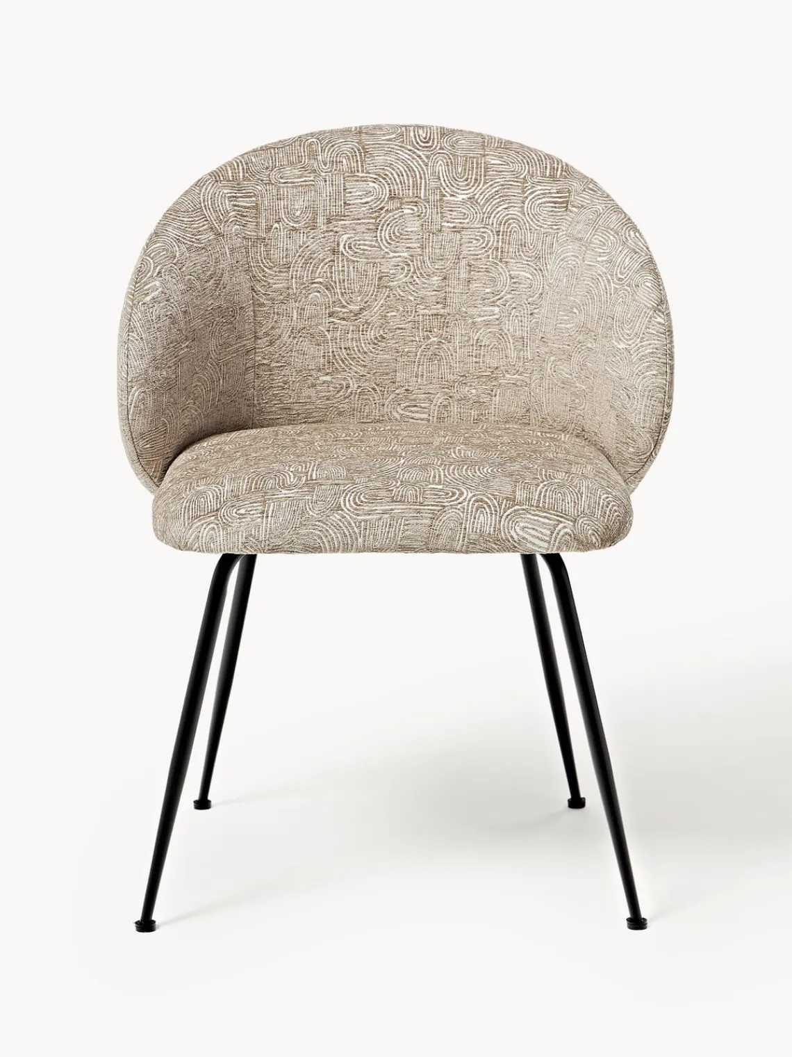 Sillas>Westwing Collection Sillas tapizadas Luisa, 2 uds. Tejido taupe/beige, negro mate