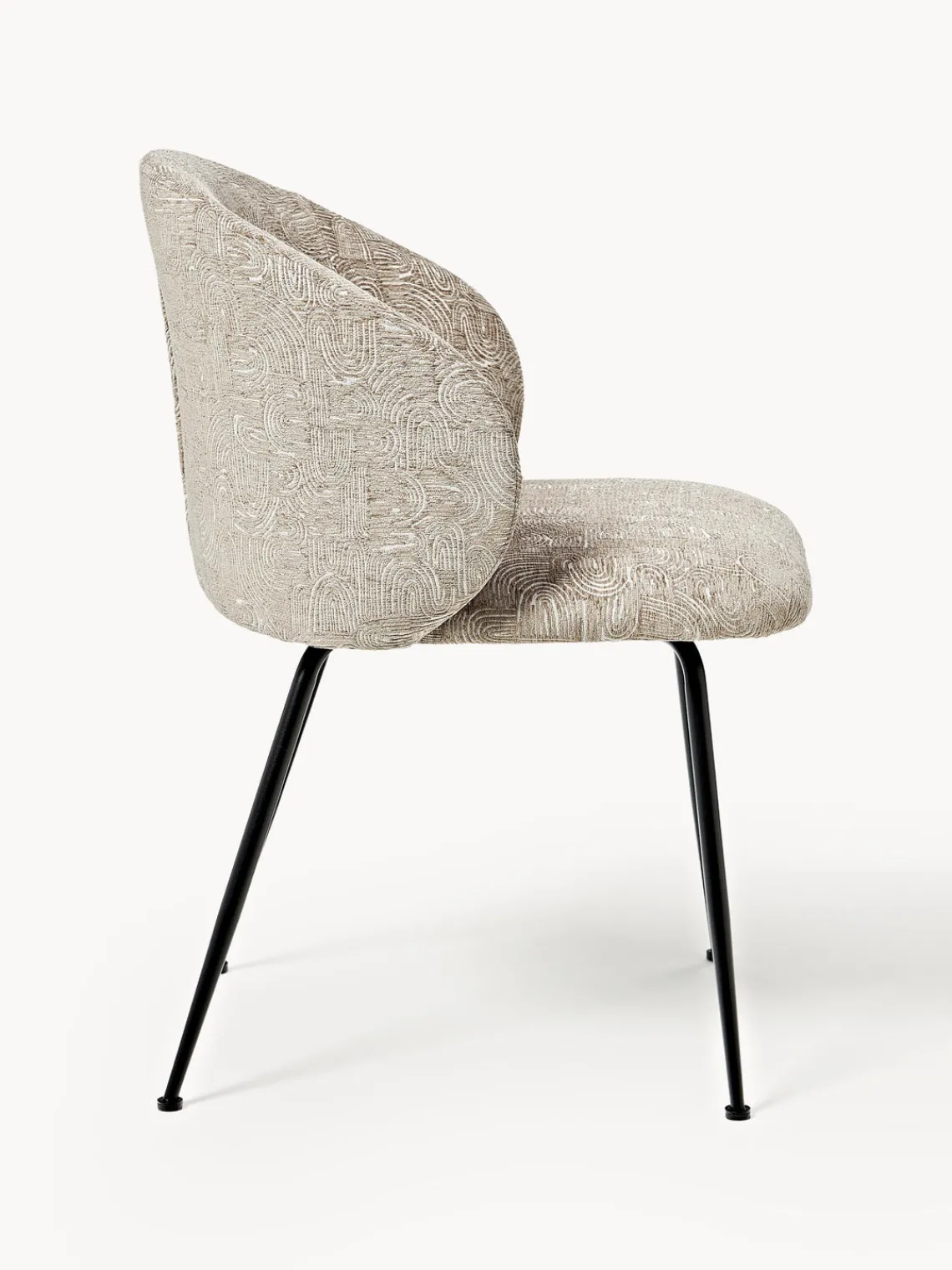 Sillas>Westwing Collection Sillas tapizadas Luisa, 2 uds. Tejido taupe/beige, negro mate