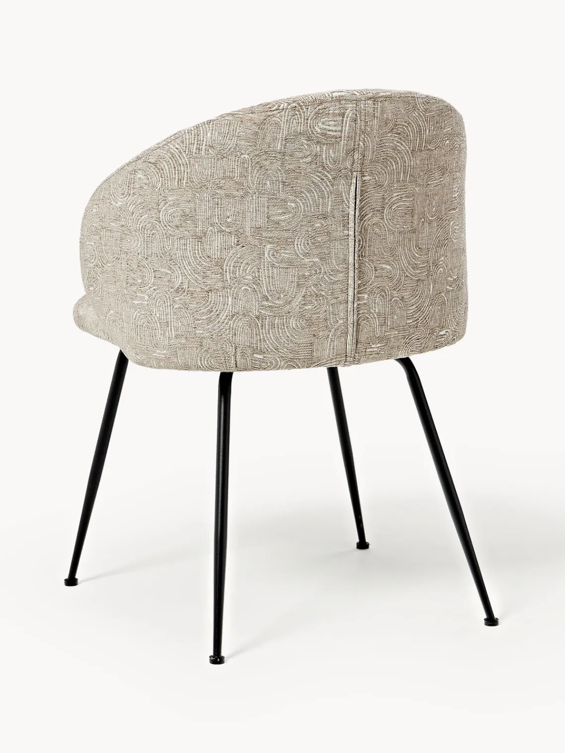 Sillas>Westwing Collection Sillas tapizadas Luisa, 2 uds. Tejido taupe/beige, negro mate