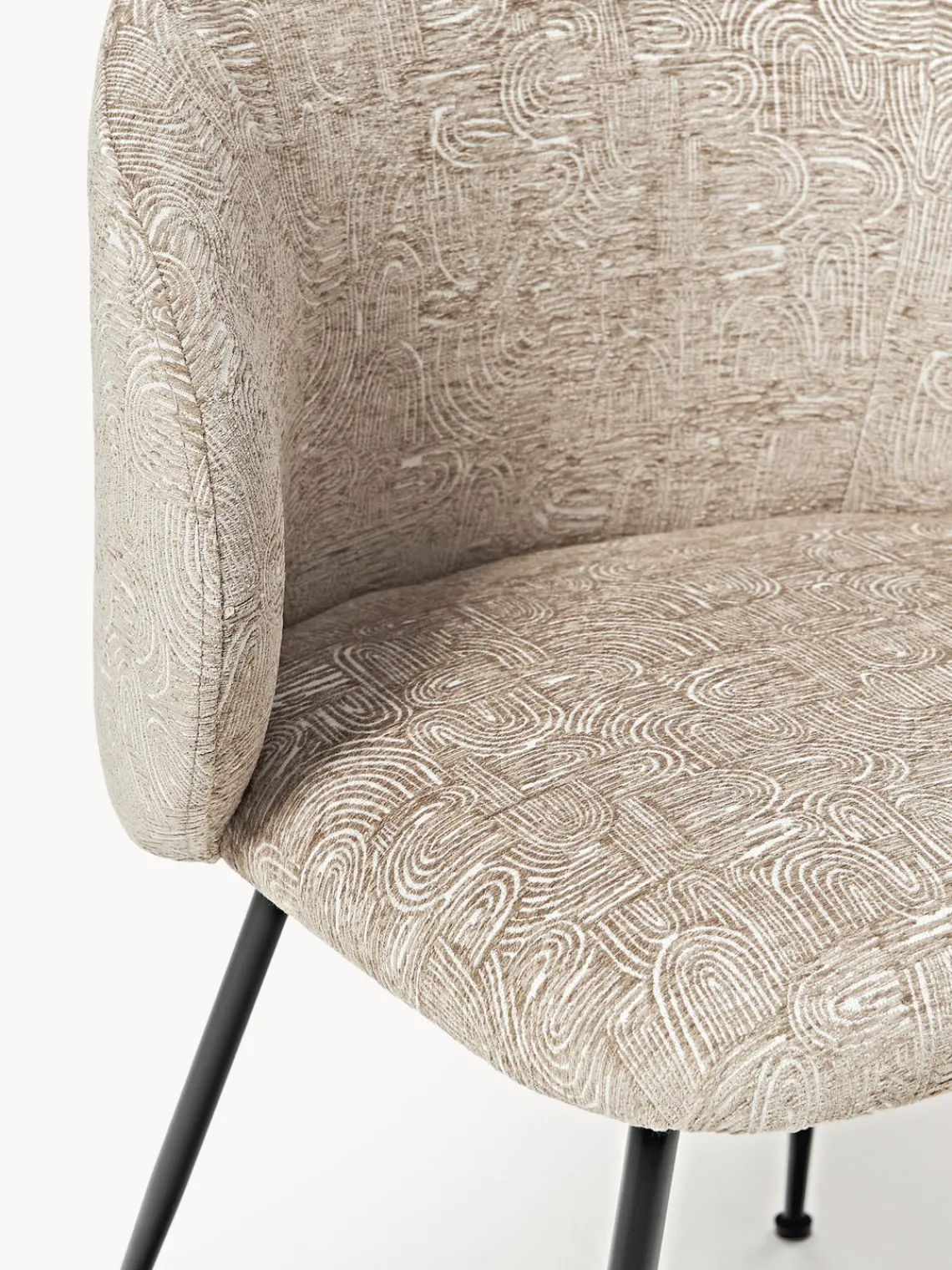 Sillas>Westwing Collection Sillas tapizadas Luisa, 2 uds. Tejido taupe/beige, negro mate