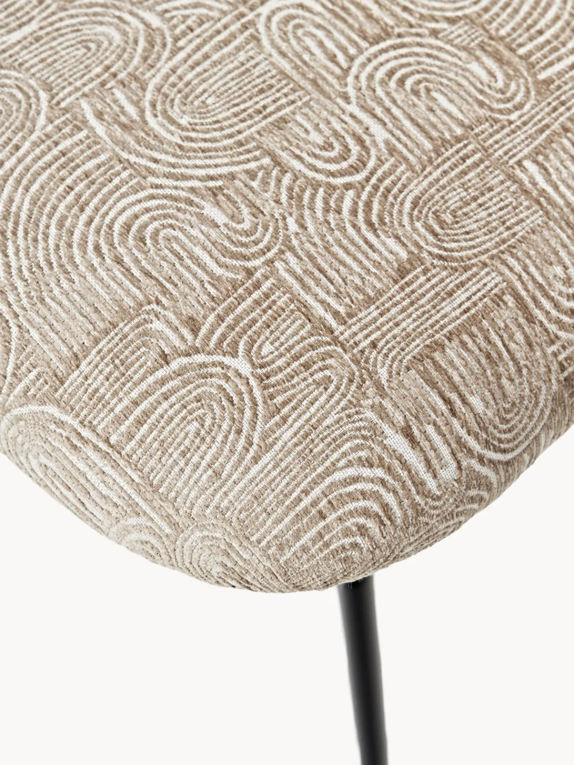 Sillas>Westwing Collection Sillas tapizadas Luisa, 2 uds. Tejido taupe/beige, negro mate