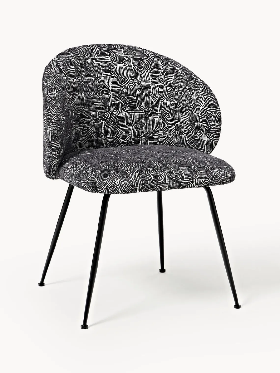 Sillas>Westwing Collection Sillas tapizadas Luisa, 2 uds. Tejido negro/beige, negro mate