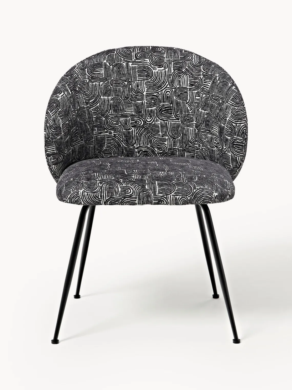 Sillas>Westwing Collection Sillas tapizadas Luisa, 2 uds. Tejido negro/beige, negro mate